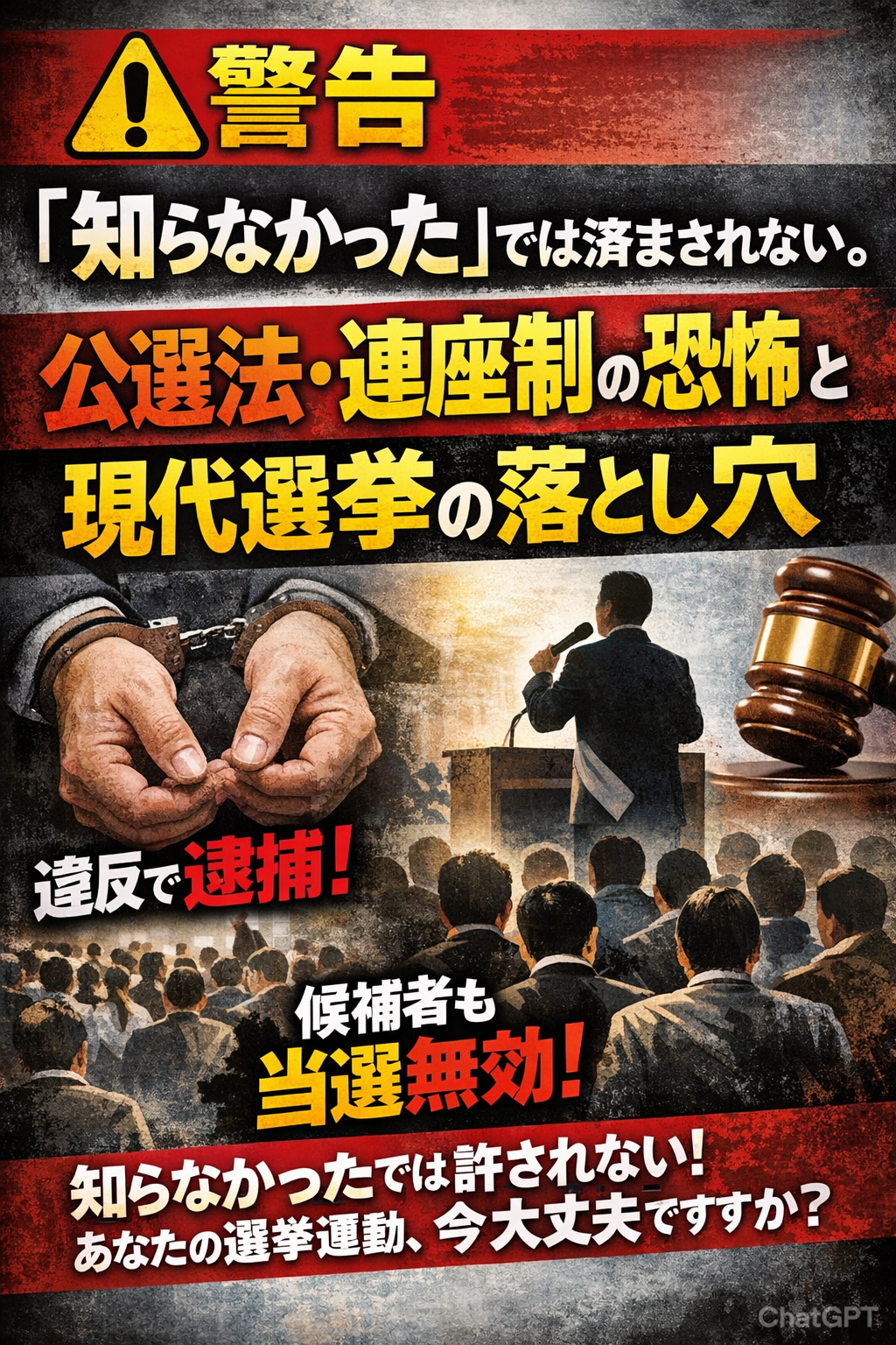 【警告】「知らなかった」では済まされない。公選法・連座制の恐怖と現代選挙の落とし穴