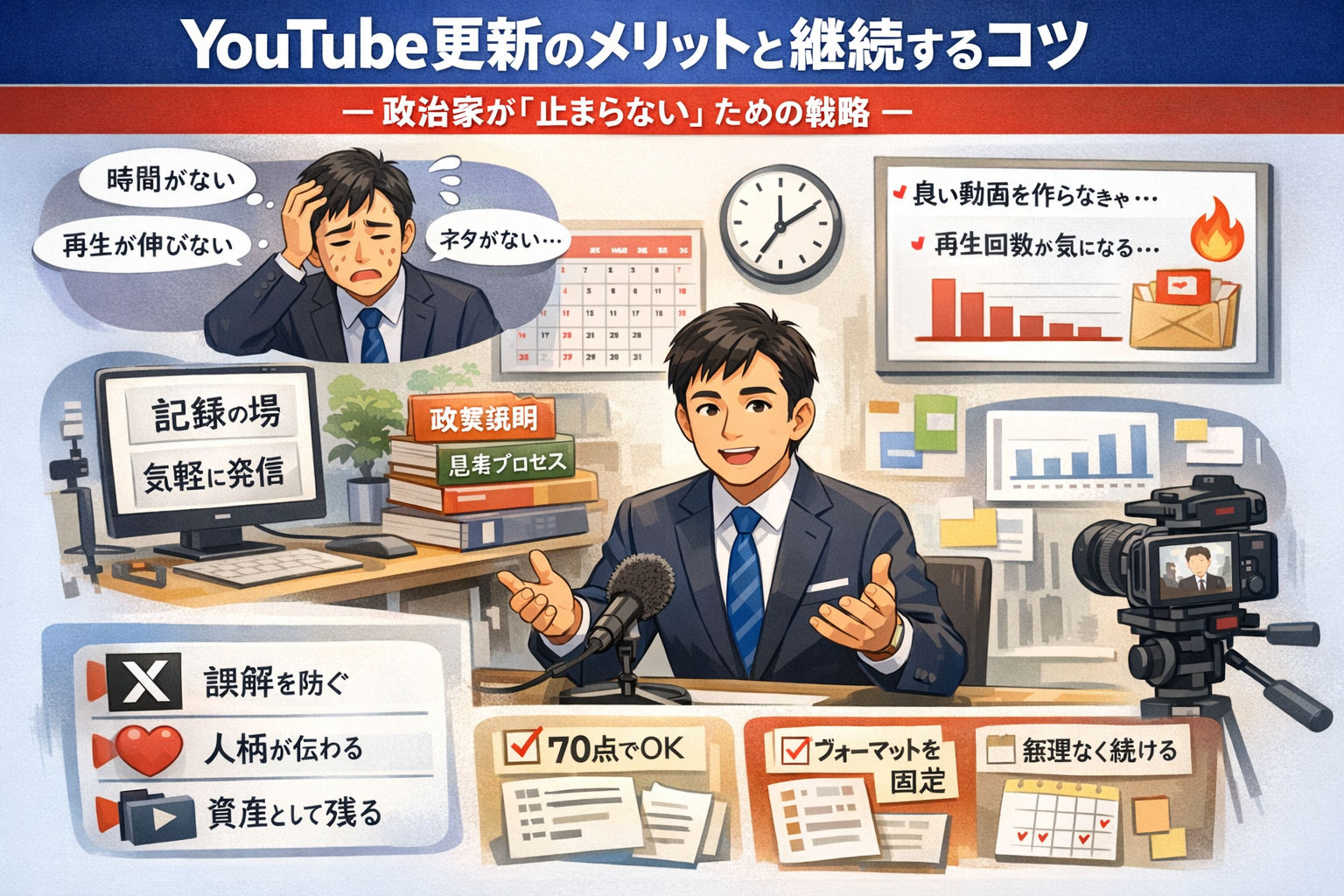 YouTube更新のメリットと継続するコツ：政治家が「止まらない」ための戦略